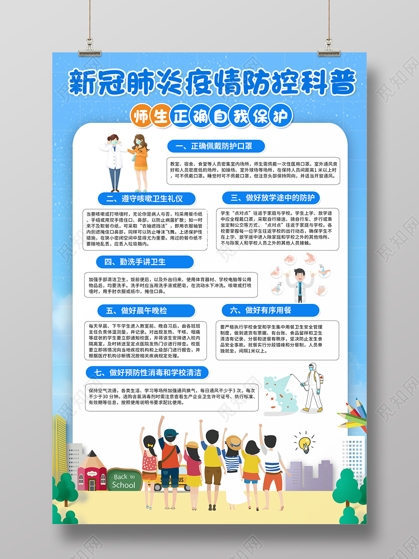 2020校园疫情防控学校开学新冠肺炎疫情防控科普海报