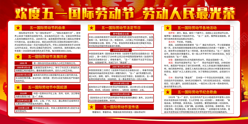 红色系向劳动者致敬五一劳动节宣传双面展板