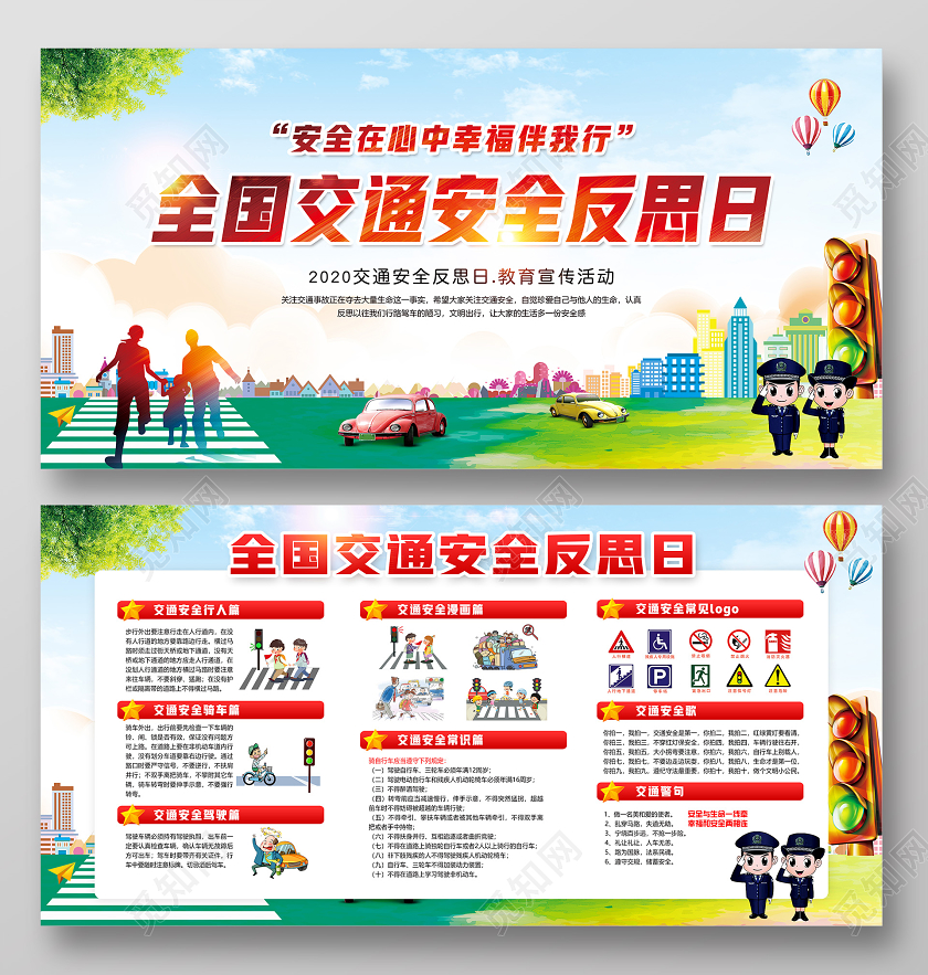 红色城市2020全国交通安全反思日教育宣传活动展板