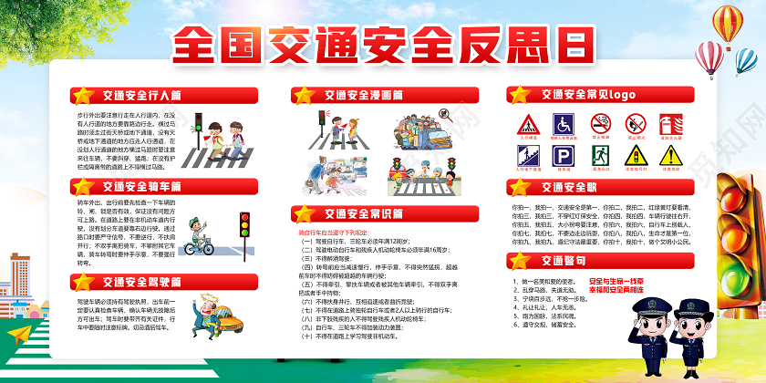 红色城市2020全国交通安全反思日教育宣传活动展板