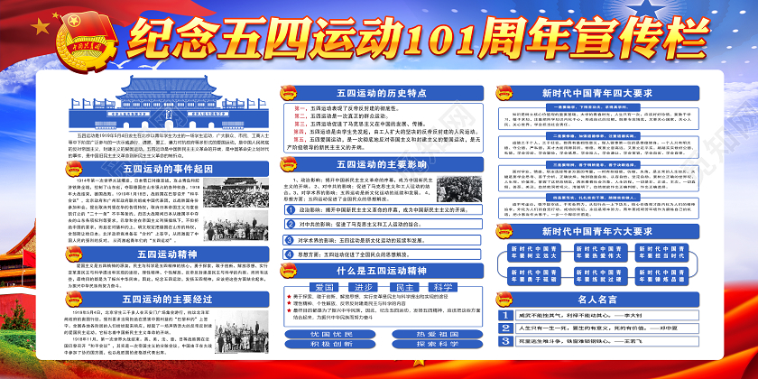 党政党建风54五四运动101周年宣传栏