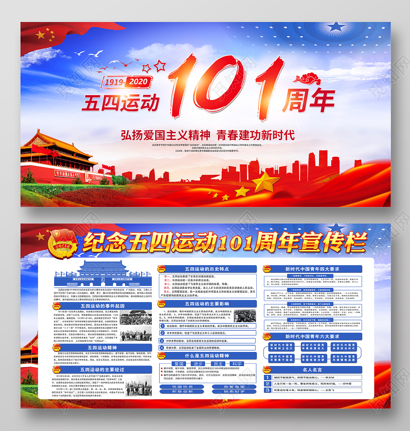 党政党建风54五四运动101周年宣传栏