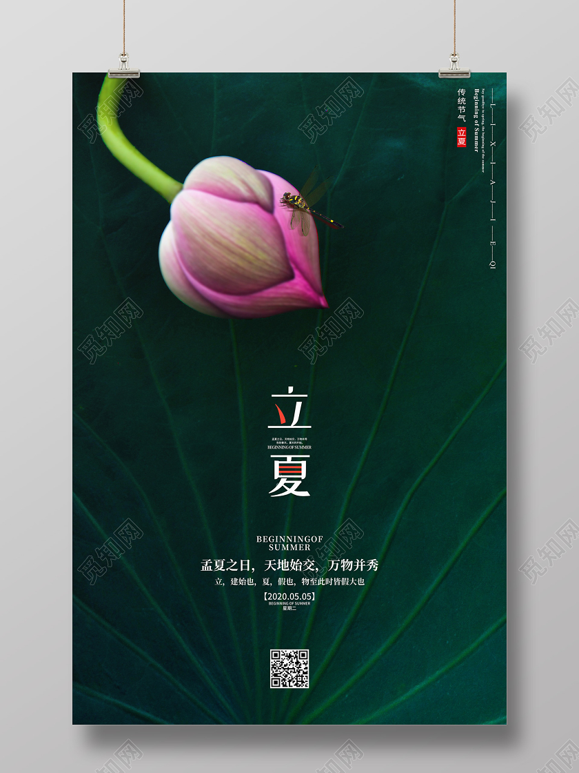 创意简约实拍风格传统二十四节气立夏节气海报