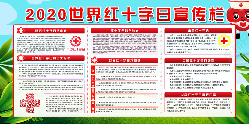 清新绿色2020世界红十字日宣传展板