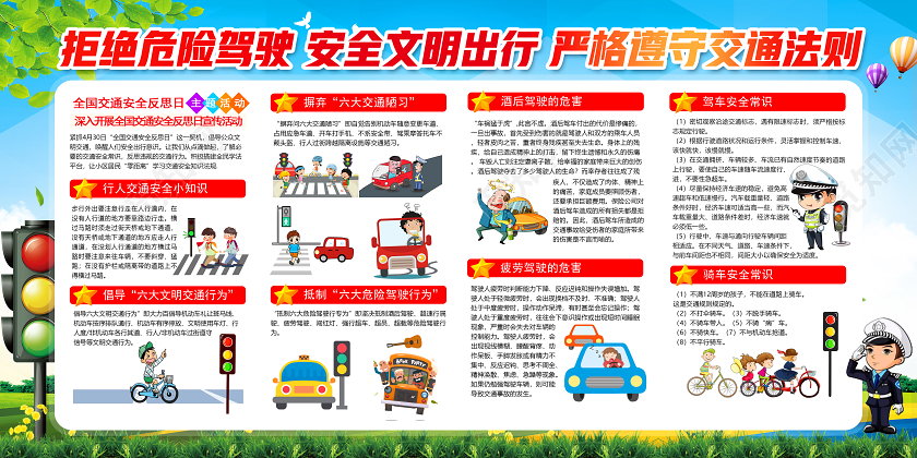蓝色全国交通安全反思日教育宣传活动展板