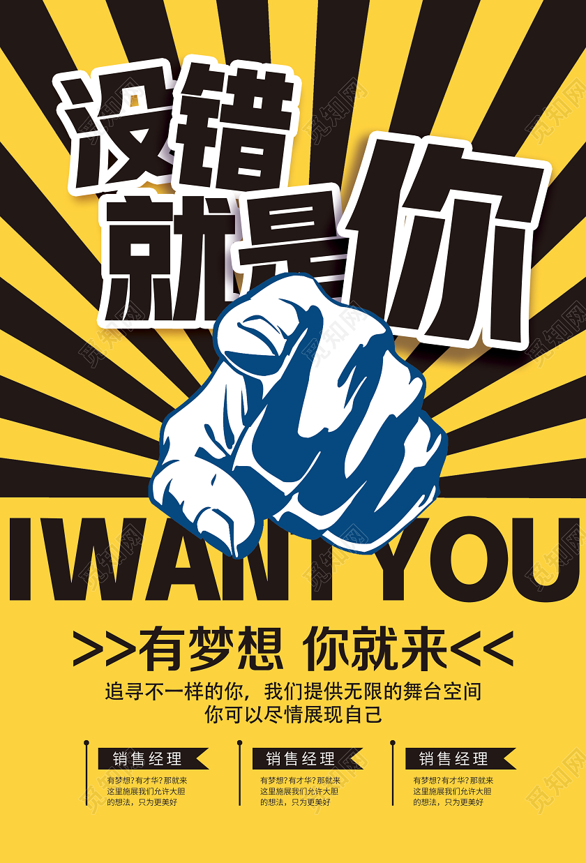 黄色创意没错就是你招聘海报