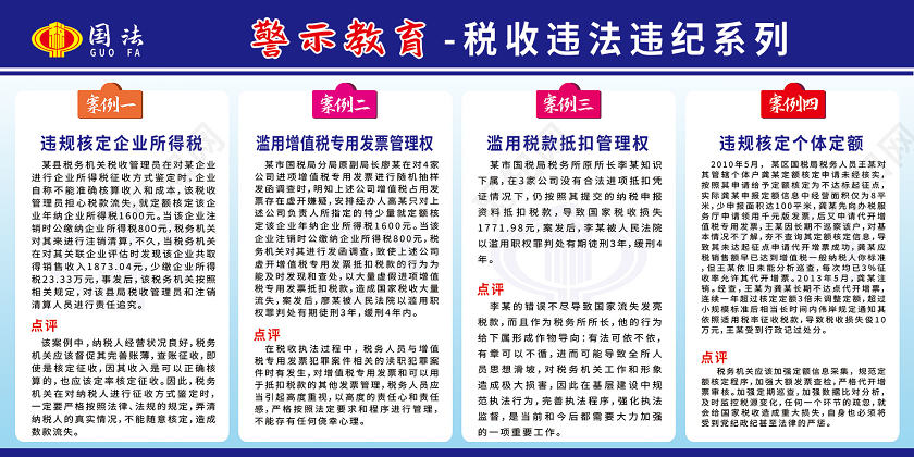 简约大气示警教育税收违法违纪系列警示教育展板