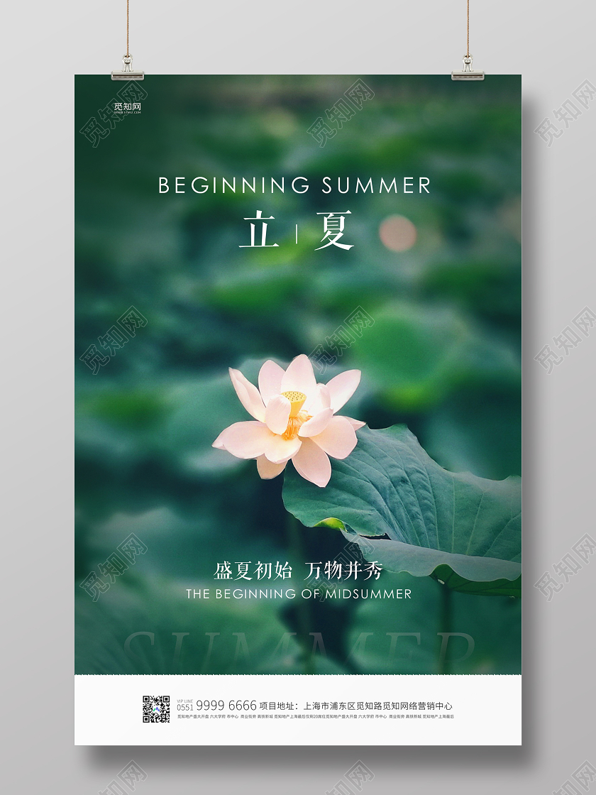 绿色简约二十四节气立夏盛夏初始宣传海报