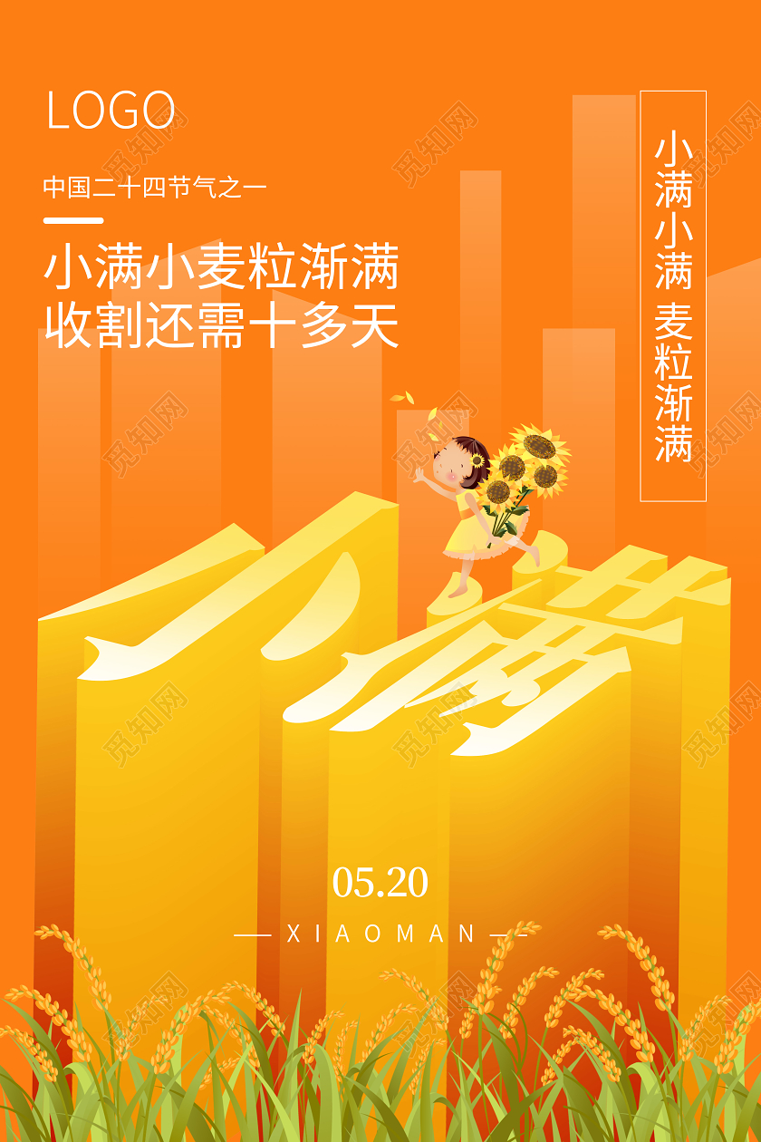 小满2中国传统24节气5d立体海报