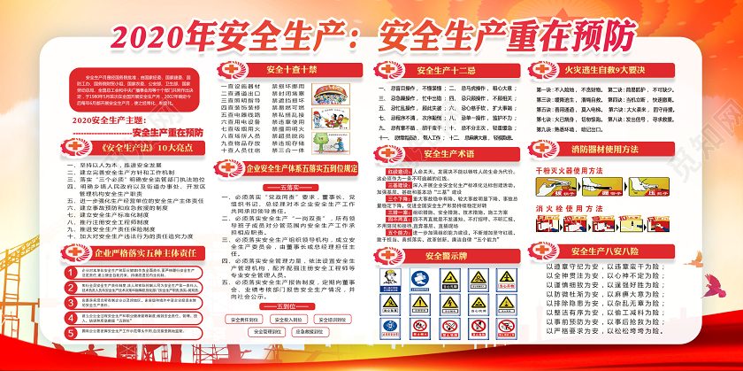 红色安全生产责疫情防控党建党政党课宣传栏
