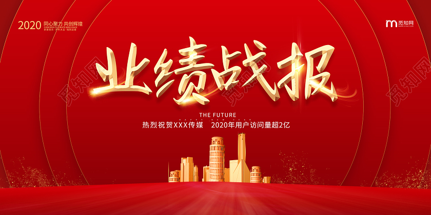 简约大气红色系业绩展板战绩宣传展板