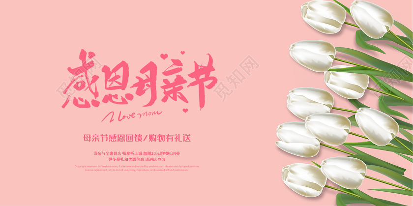 5105月十日文艺风感恩母亲节促销购物有礼送回馈展架花店