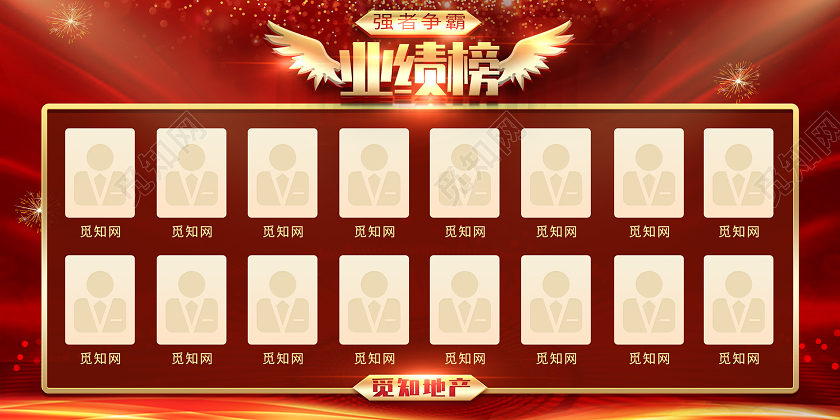 简约大气红色系业绩榜展板战绩宣传展板业绩地产展板业绩展板