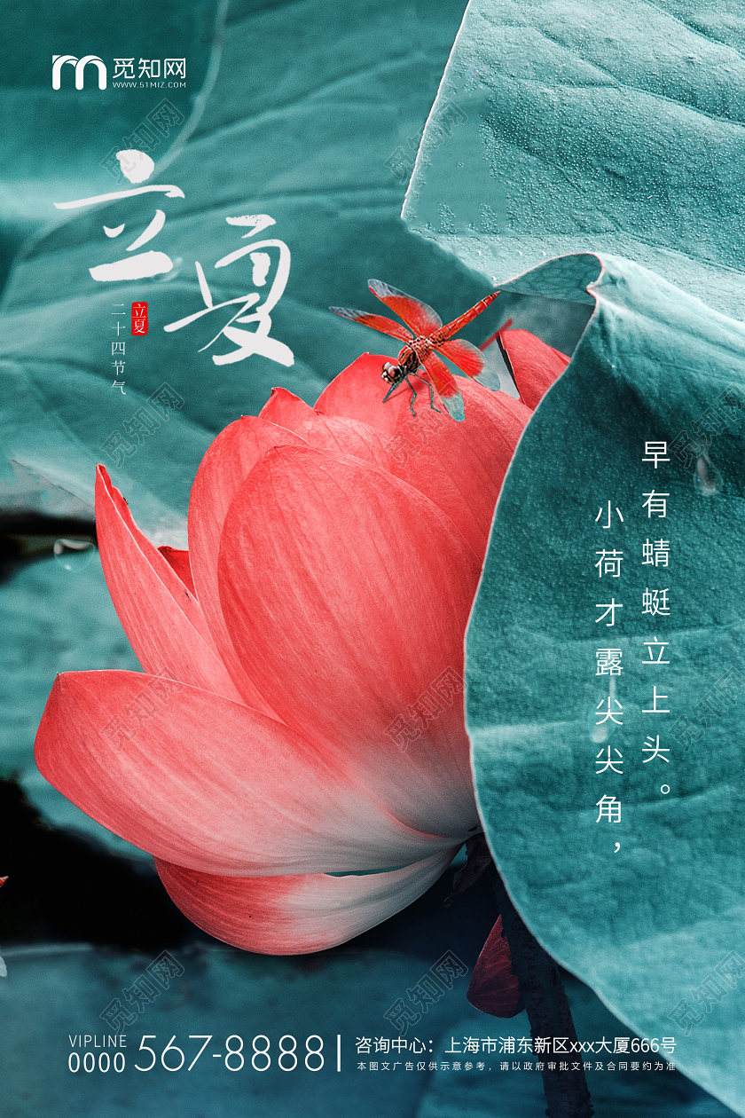 绿色简约立夏节气房地产宣传海报