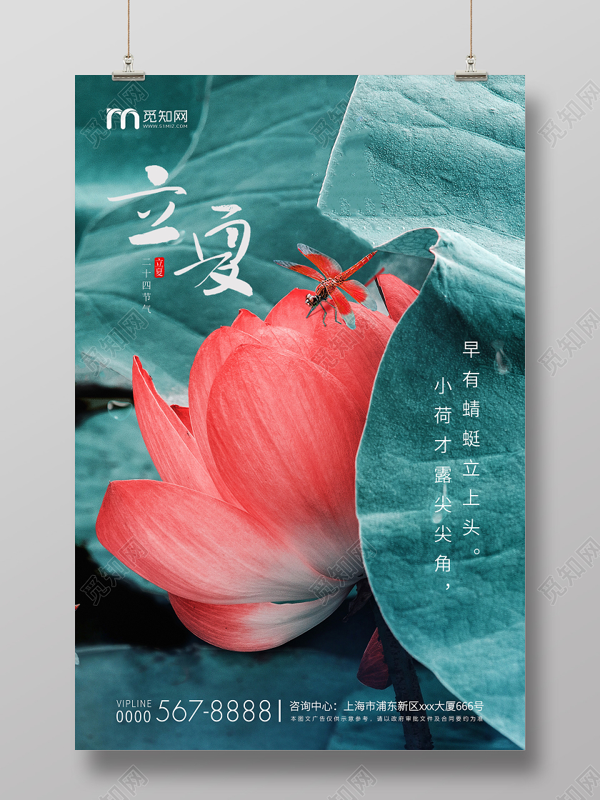 绿色简约立夏节气房地产宣传海报