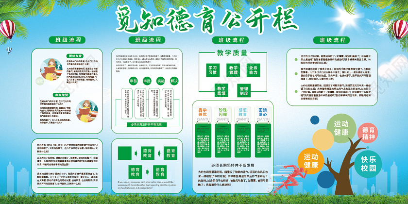 蓝色小清新德育公开栏展板德育展板