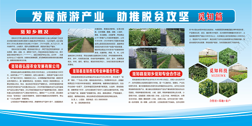 蓝色简约发展旅游产业助推脱贫攻坚景区展板