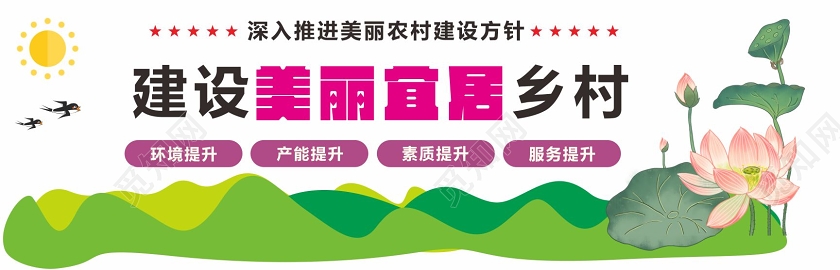 绿色简约风建设美丽宜居乡村文化墙美丽乡村文化墙
