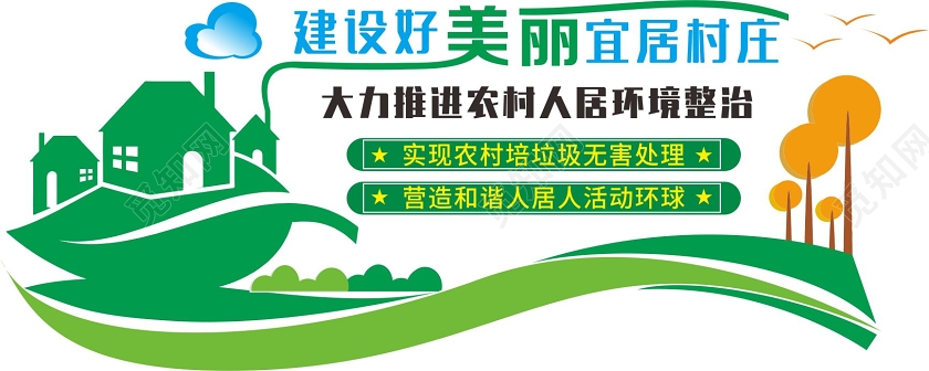 绿色简约风建设好美丽宜居村庄美丽乡村文化墙
