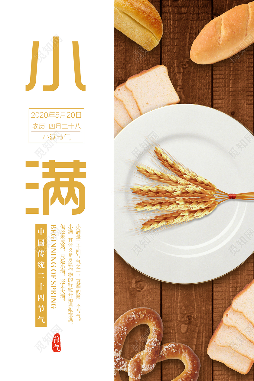 简约大气二十四节气小满海报