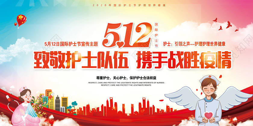 512国际护士节抗疫英雄护士医师医院护士节展板护士白衣天使