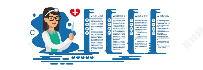 蓝色大气简洁医院预防疾病宣传文化墙设计医院文化墙