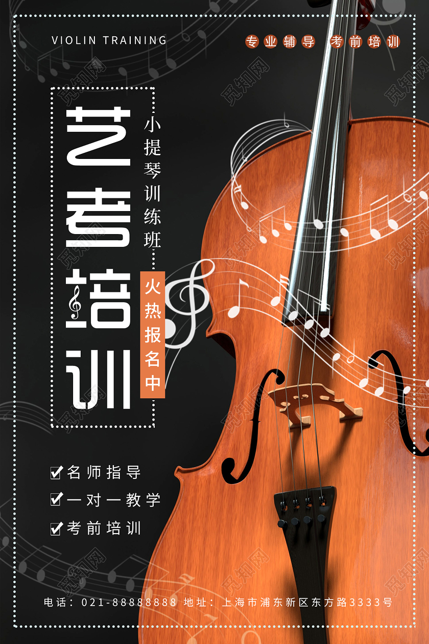 大气简约小提琴艺考培训海报艺术