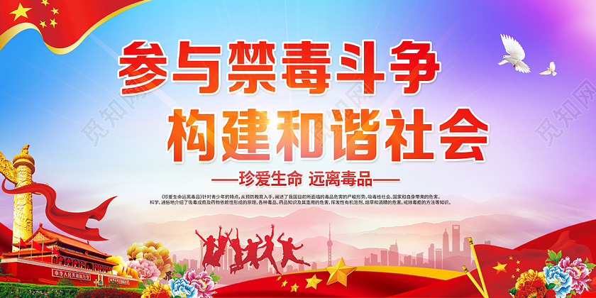 626国际禁毒日参与禁毒斗争构建和谐社会禁毒展板设计