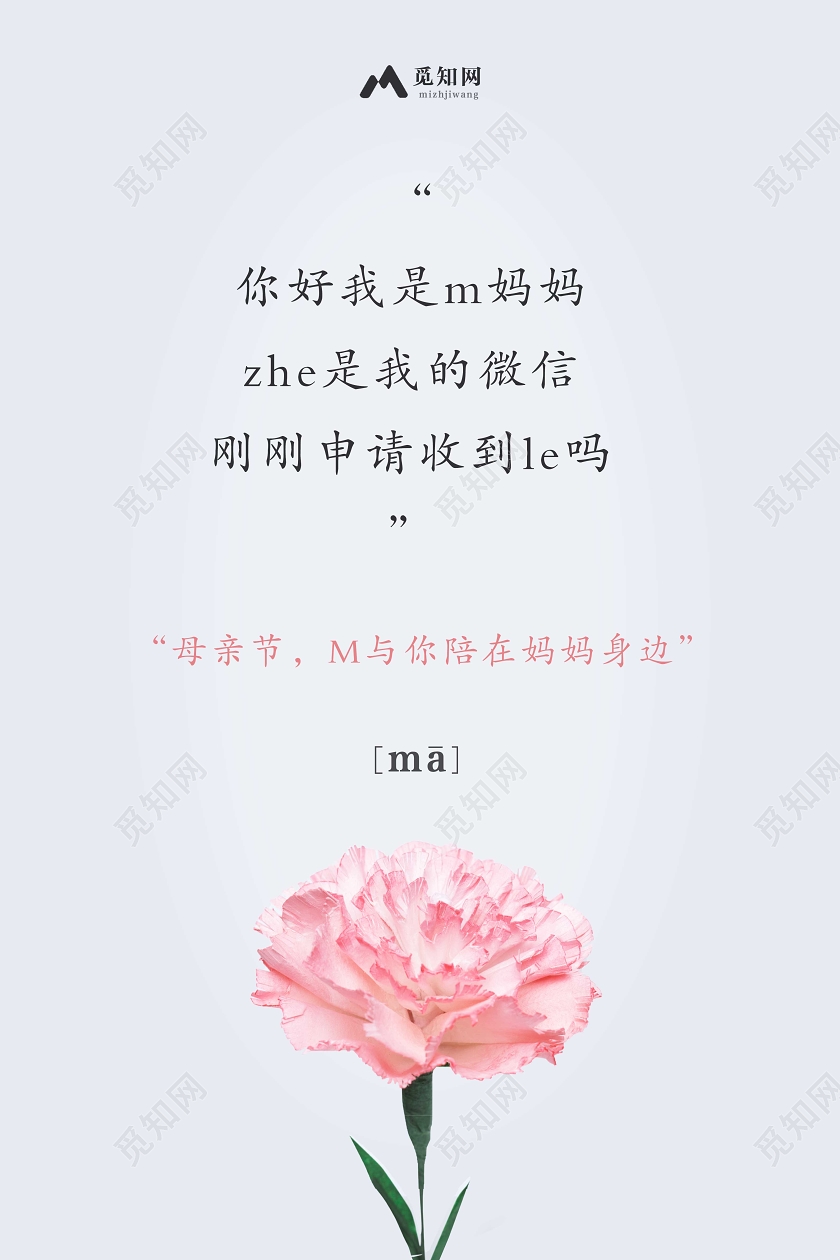 感恩母亲节简约粉色康乃馨母亲节促销宣传海报