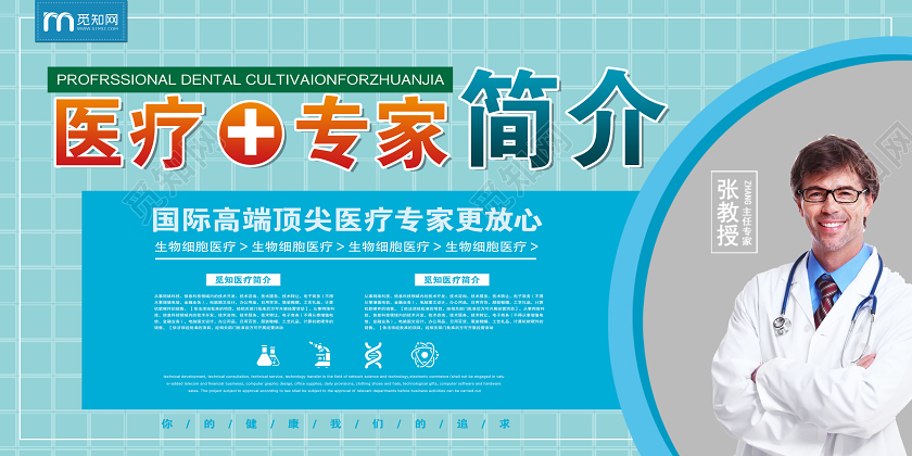 蓝色大气医疗专家简介医生介绍展板