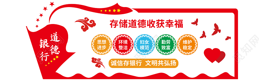 存储道德收获幸福道德银行文化墙银行企业文化墙