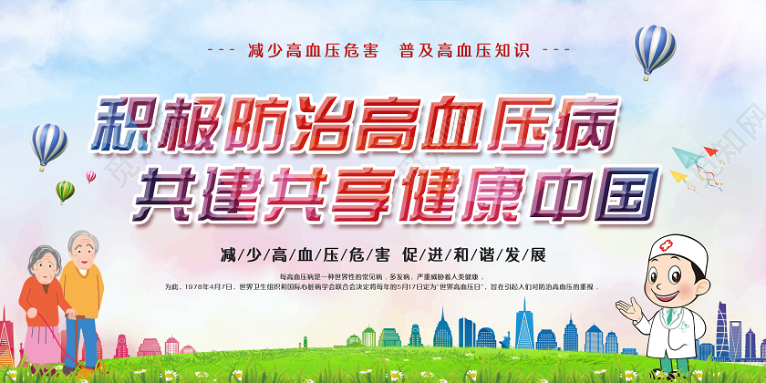红色简约世界高血压日专题展板高血压防治宣传
