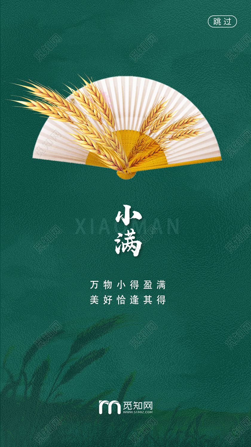 绿色简约小满二十四节气小满uih5手机海报