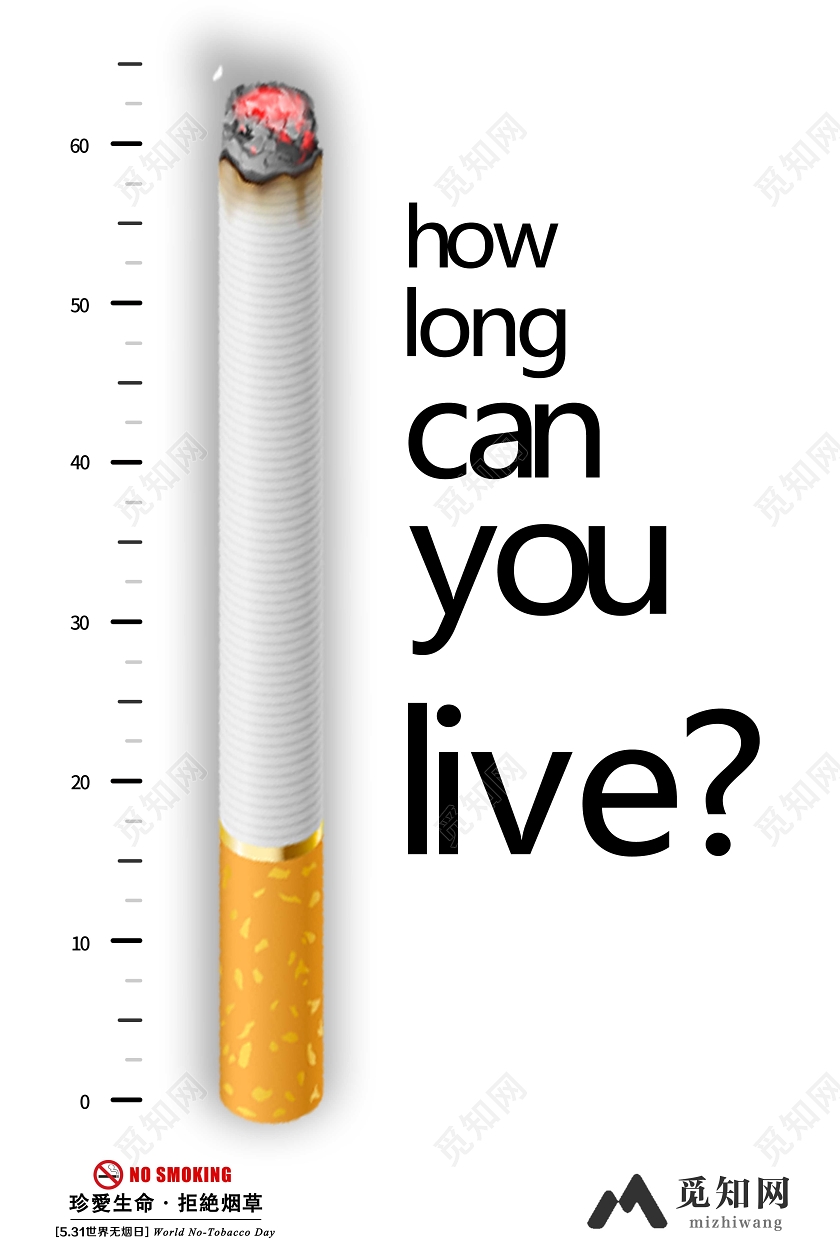 浅色简洁禁止吸烟世界无烟日海报