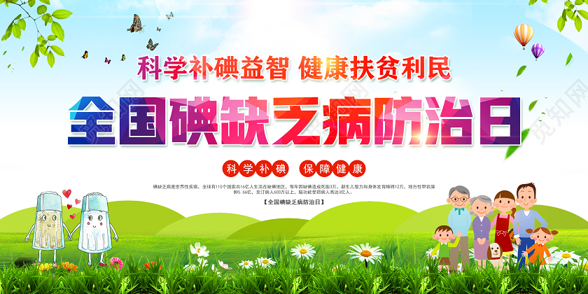 科学补碘防治碘缺乏病日绿色2020年全国碘缺乏病日防治宣传教育活动防治碘缺乏病展板