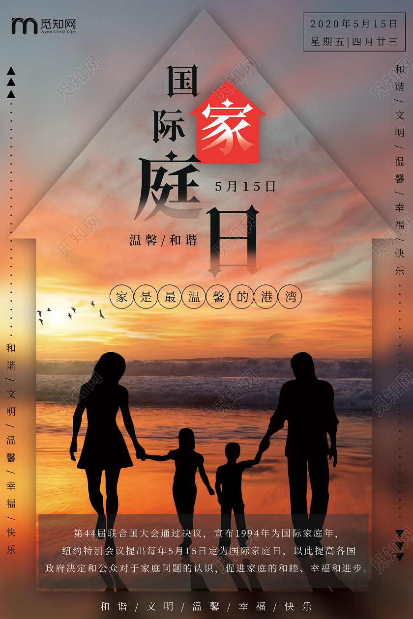 简约大气唯美国际家庭日宣传海报