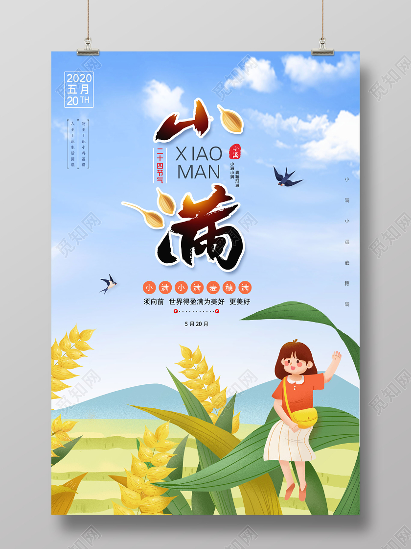 小满插画24节气中国传统宣传海报