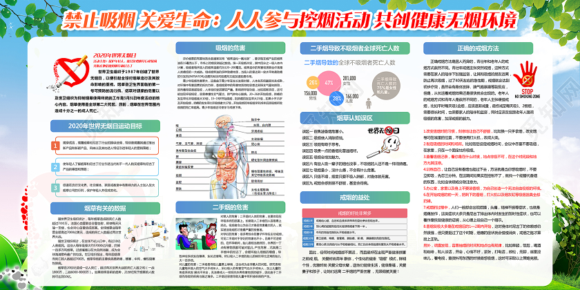 2020年世界无烟日保护年轻人使其免遭烟草行业操纵清新展板