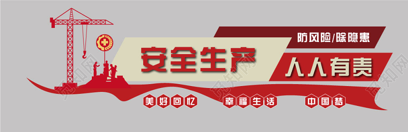 红色大气安全生产人人有责文化墙安全生产文化墙