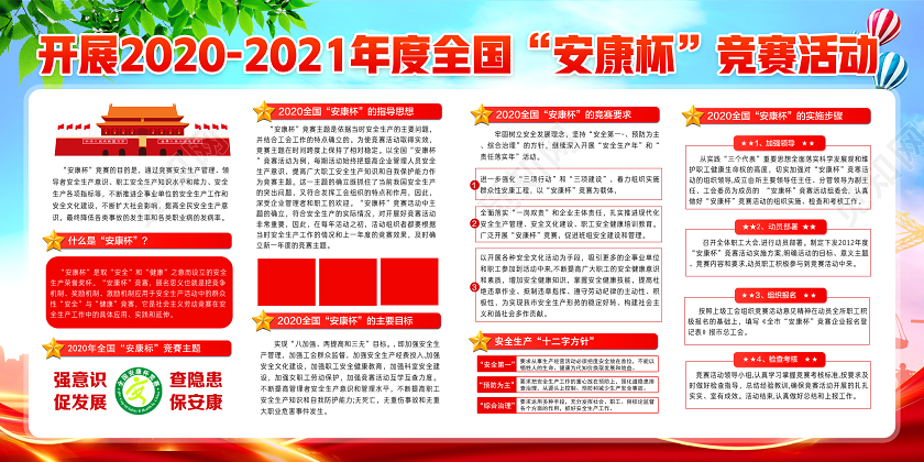 红色党建党政开展20202021年度全国安康杯竞赛活动展板