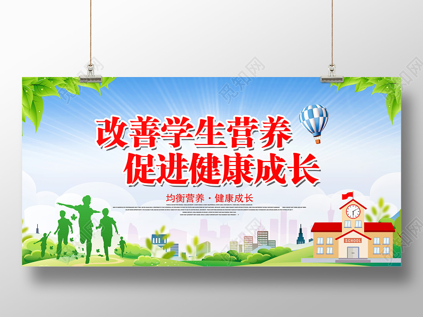 绿色清新简约全国学生营养日宣传展板