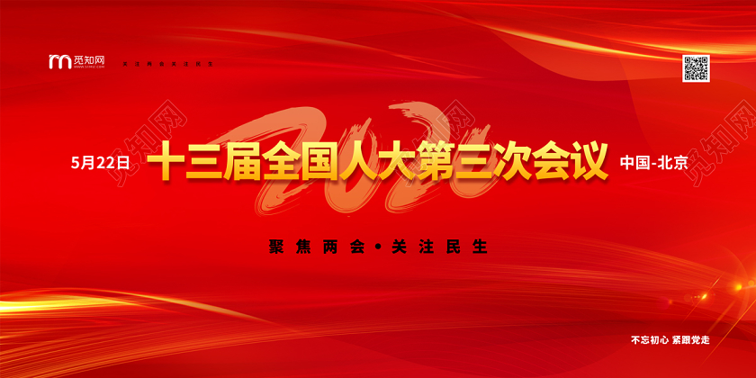 红色简约大气2020两会党建党课党政宣传展板