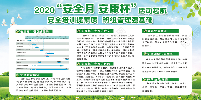绿色简约安康杯2020安全月安康杯活动起航展板