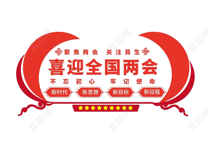 红色大气简洁聚焦两会关注民生喜迎全国两会文化墙设计两会党建党课党政文化墙