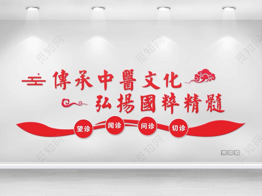 红色简约中国风传承中医文化弘扬国粹精髓中医文化墙