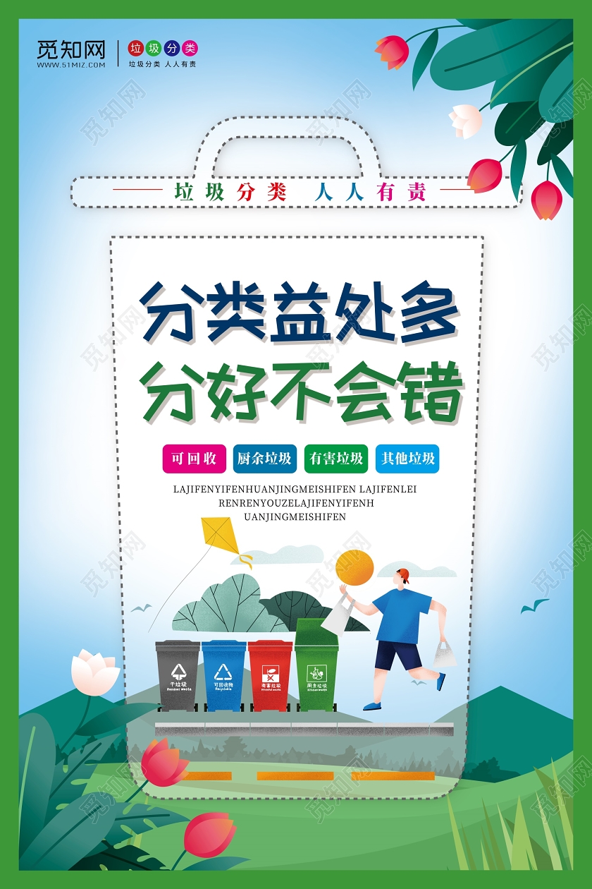 垃圾分类从我做起分类益处多分好不会错公益宣传海报