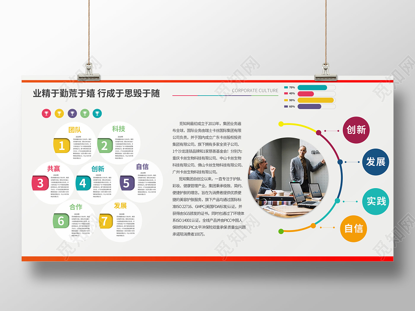 简约办公室文化墙业精于勤荒于嬉 行成于思毁于随展板