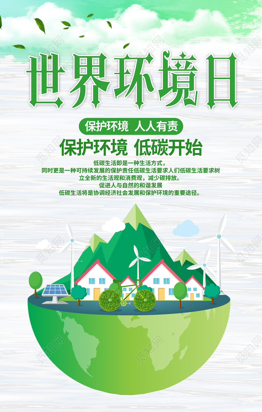 简约大气绿色保护环境环保地球世界环境日宣传海报