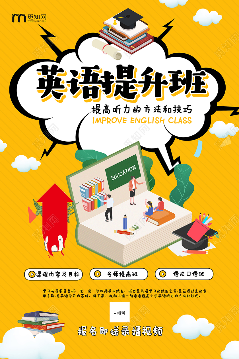 英语提升班招生海报英语海报
