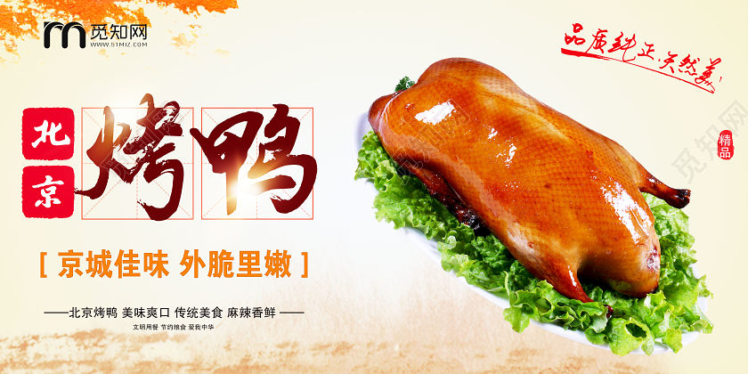 黄色大气北京烤鸭宣传展板北京